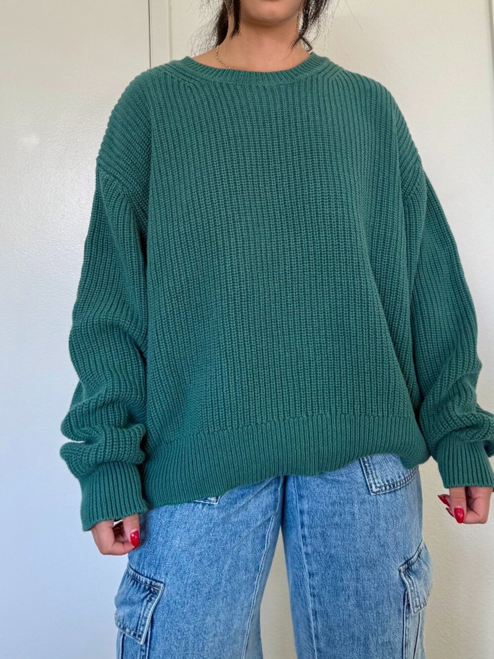 y2k gap green textured sweater